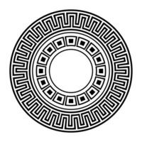 Greek round ornament. Black and white on white background. Greek pattern. Patterns of Greece and ancient Rome. Circle european border. Typical egyptian, assyrian, greek motives. For ceramic, textile vector
