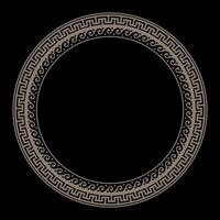 Gold classic Greek wave meander. Greek key meanders. Round greek frame. Circle european border. Patterns of Greece, ancient Rome. In the form of wave. Vitruvian wave. For textile, engraving vector