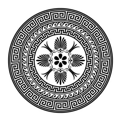 Greek round classic frame. Greek key meander border, wave meander. Circle european border. Pattern of Greece, ancient Rome. In the form of wave. Vitruvian wave. For engraving, embroidery, porcelain