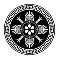 Greek round ornament. Black and white pattern on a white background. Greek pattern. Patterns of Greece and ancient Rome. Circle european border. Typical egyptian, assyrian, greek motives. For ceramics vector