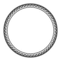 Monochrome Greek wave meander. Round classic greek frame. Circle european border. Patterns of Greece, ancient Rome. In the form of wave. Vitruvian wave. For textile, engraving, embroidery, porcelain vector