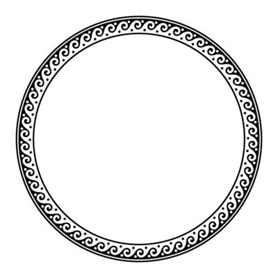 Monochrome Greek wave meander. Round classic greek frame. Circle european border. Patterns of Greece, ancient Rome. In the form of wave. Vitruvian wave. For textile, engraving, embroidery, porcelain
