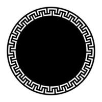 Greek round frame. Patterns of Greece and ancient Rome. Greek circle frame. Round greek ornament. Black and white design element. Typical egyptian, assyrian, greek motives. Template for laser cutting vector