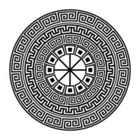 Round monochrome classic pattern frame plate. Greek round frame. Greek pattern. Greek meander. Patterns of Greece, ancient Rome. Circle european border. Typical egyptian, assyrian, greek motives vector