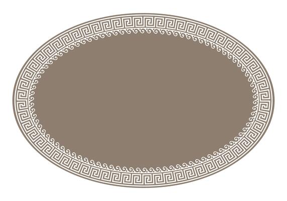 Gold Oval frame in Ancient Greek style isolated on white background. Greek meander. Circular ornament. Patterns of Greece, ancient Rome. Greek style. For textile, embroidery, porcelain, ceramics