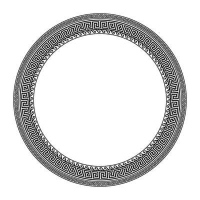 Patterns of Greece, ancient Rome. Greek key meanders. Classic Greek wave meander. Round greek frame. Circle european border. In the form of wave. Vitruvian wave. For textile, engraving, porcelain