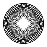 Greek key meanders. Geometric circle ornament. Greek round pattern.Greek round ornament in black and white colors. Greek pattern. Typical egyptian, assyrian and greek motives vector