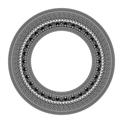 Greek key meanders. Classic Greek wave meander. Round greek frame. Circle european border. Patterns of Greece, ancient Rome. In the form of wave. Vitruvian wave. For textile, engraving, embroidery
