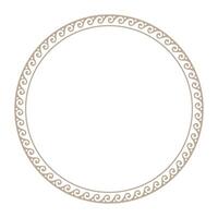 Round gold classic frame. Greek wave meander. Patterns of Greece and ancient Rome. Circle european border. Oval decorative frame. Template for laser cutting. vector