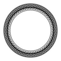 Greek key meanders. Monochrome classic Greek wave meander. Round greek frame. Circle european border. Patterns of Greece, ancient Rome. In the form of wave. Vitruvian wave. For textile, engraving vector