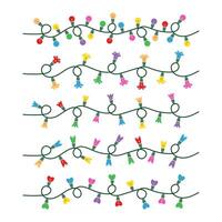 Christmas light bulbs on white background. Xmas light strings. illustration EPS 10. vector