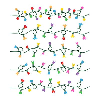 Christmas light bulbs on white background. Xmas light strings. illustration EPS 10.