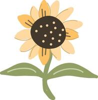 Handdrawn illustration of a cheerful sunflower in bloom vector