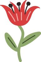 Simple Red Tulip Illustration vector
