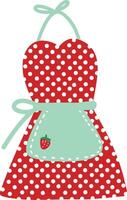 Cute Red Polka Dot Apron with Strawberry vector