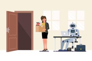 Artificial intelligence has replaced woman officer vector