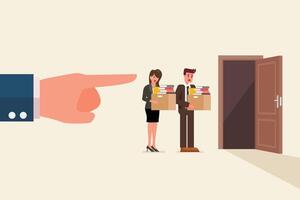 Boss pointing finger to fires misconduct employees vector