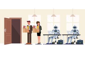 Artificial intelligence robots have replaced human vector