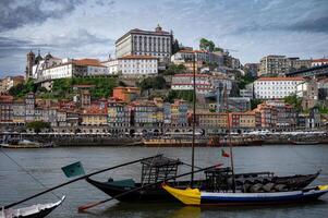 Panorama of the city of Porto. Bridge in Porto. Port in Porto. Houses in Porto photo