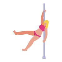 A woman in a bikini is doing a pole dance vector
