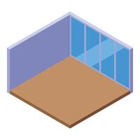Empty office room with large windows isometric view vector