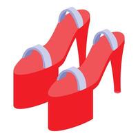 Red high heels shoes platform with ankle strap are waiting for a party vector