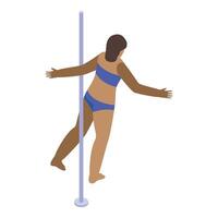 A woman in a bikini is standing on a pole vector