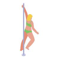 Pole dancer performing on stage, showing flexibility and strength vector