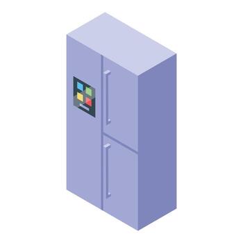 Modern smart refrigerator with touchscreen display panel isometric view vector