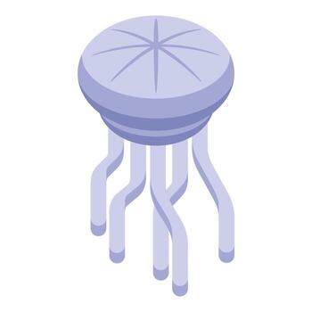 Purple jellyfish floating in isometric view with tentacles dangling down vector