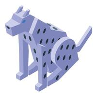 Sitting geometric spotted dog with blue eyes in isometric view vector