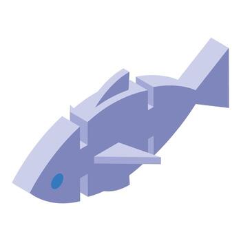 Puzzle fish swimming in isometric view, symbolizing problem solving vector
