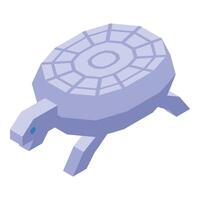 Low poly turtle walking with blue eye and lavender shell vector