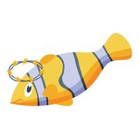 Holy fish wearing starry crown, divine symbolism and spirituality vector