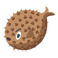 Pufferfish swimming underwater with spikes showing, marine life illustration vector