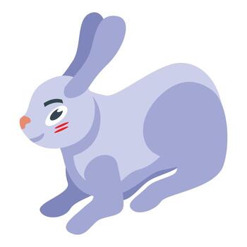 Purple rabbit running fast with long ears and red cheeks vector