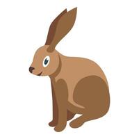 Brown hare sitting calmly, observing surroundings in isometric view vector