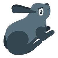 Cute gray rabbit jumping and looking up in cartoon style vector