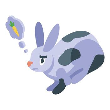 Hungry rabbit thinking about carrot while running away vector