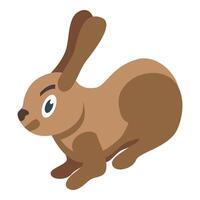 Brown rabbit running, long ears alert, wildlife illustration vector