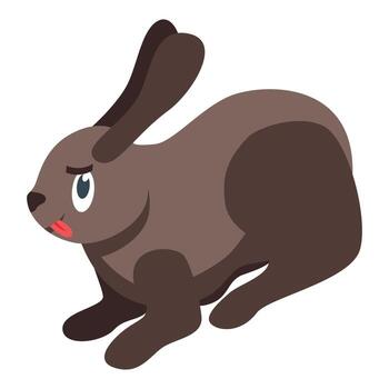 Brown rabbit running fast with isometric view vector