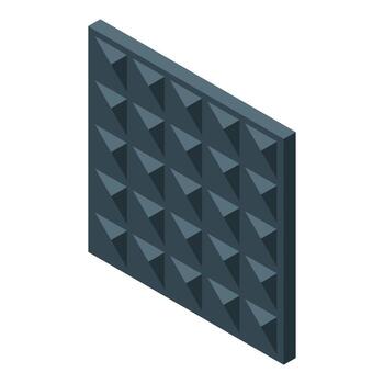 Soundproof foam panel reducing noise in isometric view vector