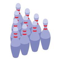 Group of bowling pins standing upright, ready for action vector