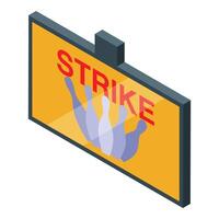 Bowling strike displayed on a digital screen showing all pins knocked down vector