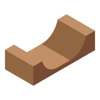 Wooden skateboard ramp structure for practicing tricks and grinds vector