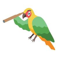 Parrot looking through telescope observing and exploring the world vector