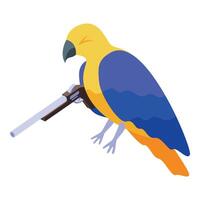 Aggressive parrot holding shotgun isometric view vector