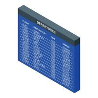Airport departures board showing flight information with destinations and times vector