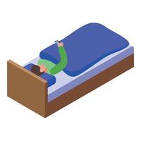 Man using smartphone in bed before sleeping or after waking up vector