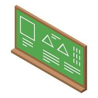 Green school blackboard showing geometrical figures and equations vector